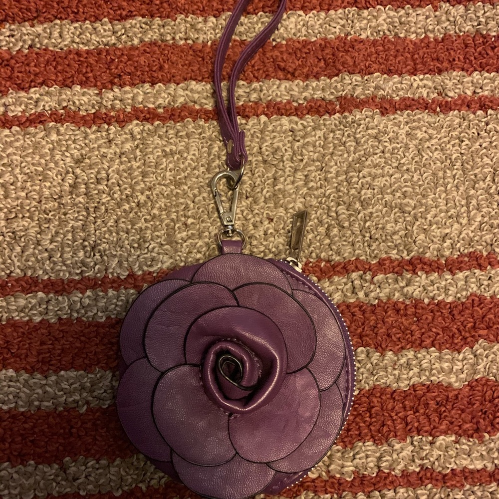 Purple flower coins purse